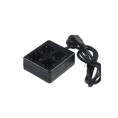 Base múltiple 4 tomas Schuko Negro