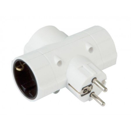 Adaptador de corriente con tres salidas blanco.