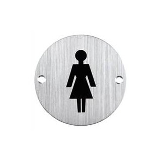 Placa aseos mujer redonda Acero Inoxidable