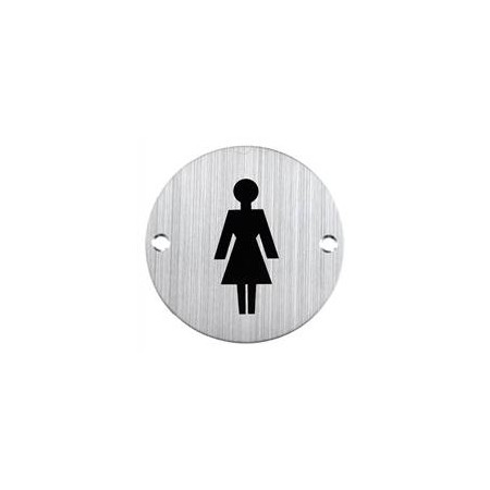 Placa aseos mujer redonda Acero Inoxidable