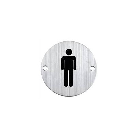 Placa aseos redonda hombre Acero Inoxidable