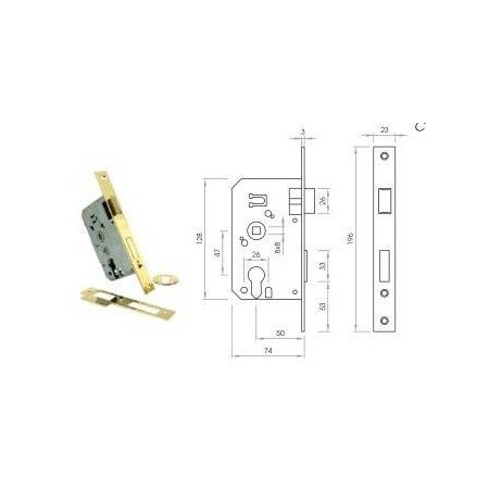 CERRADURA SEGURIDAD C/CILINDRO 60mm CANTO CUAD.DOR