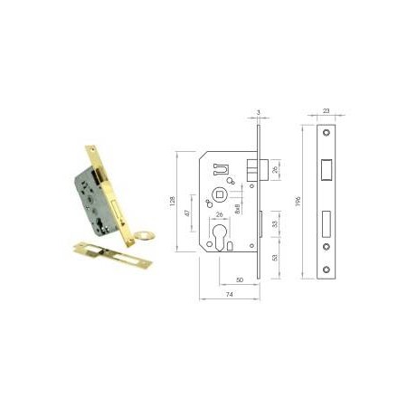 CERRADURA SEGURIDAD C/CILINDRO 60mm CANTO CUAD.NIQ
