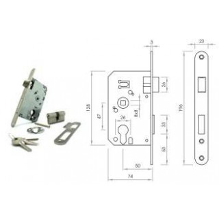 CERRADURA SEGURIDAD C/CILINDRO 60mm CANTO RED.DORA
