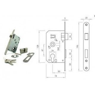 CERRADURA SEGURIDAD C/CILINDRO 60mm CANTO RED.NIQU