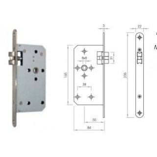 CERRADURA EMBUTIR PASO LIBRE A55 CANTO REDONDO