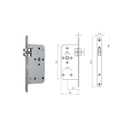 CERRADURA EMBUTIR PASO LIBRE A55 CANTO REDONDO