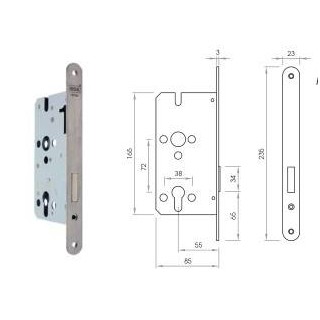 CERRADURA EMBUTIR SOLO LLAVE 55X72