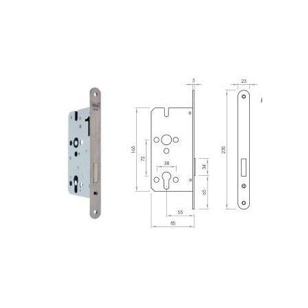 CERRADURA EMBUTIR SOLO LLAVE 55X72