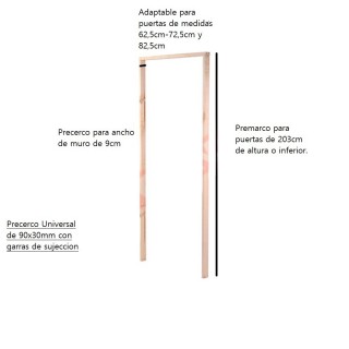 Precerco para puerta universal para tabique de 9cm